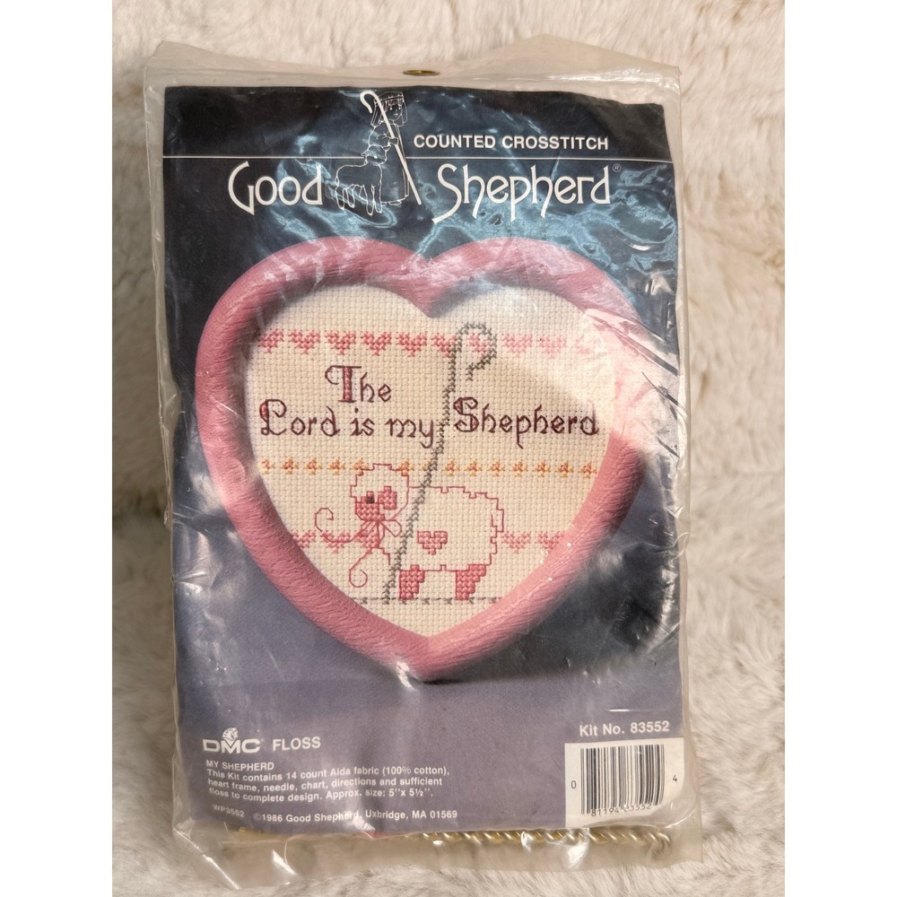 Vintage 1986 Good Shepherd Counted Cross Stitch Heart Frame My Shepherd 83552